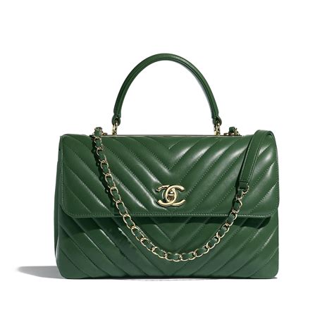 chanel green top handle bag